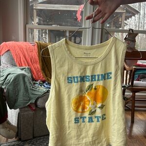 No Boundaries Yellow Tank Top with Blue Print